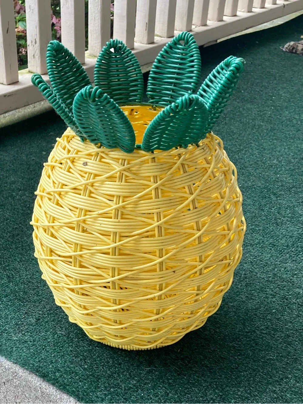Adorable Pineapple Plant Holder Heavy Resin Bright and Beautiful